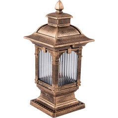 Quadratische europäische Bronze Retro Bronze Post Light LED Außenmast Laterne mit gestreiftem Glas Lampenschirm Säule Scheinwerfer Geeignet für Villa Rasenbereich Deck Straßenlaterne