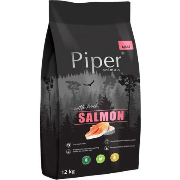 piper animals su lašiša - sausas maistas šunims - 12 kg