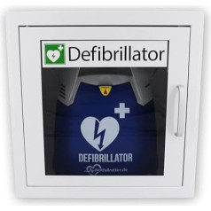 Avārijas glābšanas defibrilators AED Basic Pilnībā automātiska šoka atbrīvošana, CPR atbalsts, ieskaitot metāla sienas kastīti un AED atrašanās vietas leņķi