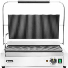 HENDI Kontaktgrill XL, Panini-, sandwich- & Kontaktgrill, Regelbar bis max. 300°C, 230V, 2700W, 548x415x(H)210mm, Edelstahl