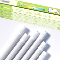 Sailsco Light LED spuldzes T8.120 cm, 15 W 2800 LM, neitrāli balta, 4000 K, ar starteri, bez regulējamās gaismas, 6 gabali [B energoefektivitātes klase]