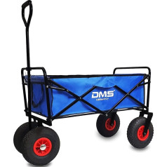 DMS® Handcart Transport Trolley Garden Trolley Tool Trolley Pneumatic Tyres Profile Wheels Transport Trolley Garden Trailer Load Capacity Approx. 120 kg Foldable BW-04 (Blue)