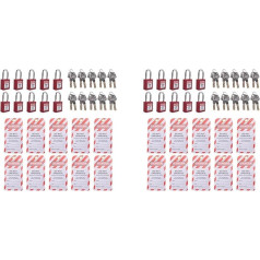 BOLAXHCA 20 Rote Lockout-Tagout- mit 20 Lockout-Tagout-Tags, Unterschiedlich SchließEnd, Konforme SicherheitsschlöSser (Rot, Unterschiedlich SchließEnd)