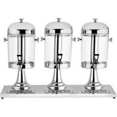 Kommerzielle Getränkespender, Set mit 2/3 Getränkespendern aus Glas, Maschine mit Wasserhahn, Saftspender aus Edelstahl für Partys (Silver ThreeHead)