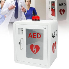 XDLYWUZIQ Wandmontierter Aufbewahrungsschrank Für Erste-Hilfe-Aed-Defibrillatoren, Wandmontierter Herz-Defibrillations-Alarmkasten Aus Stahl Mit Schlüssel Und Alarm Für Zuhause Und Das Büro