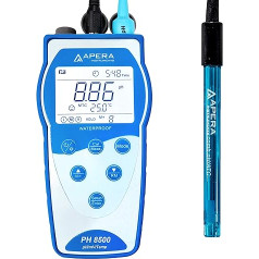 Apera Instruments PH8500 portatīvais pH mērītājs ar GLP datu pārvaldību (pH diapazons -2,00 līdz 16,00)