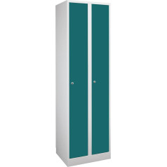 Wolf Wardrobe in Comfort Size, 2 Compartments, Compartment Width 300 mm, Light Grey/Opal Green