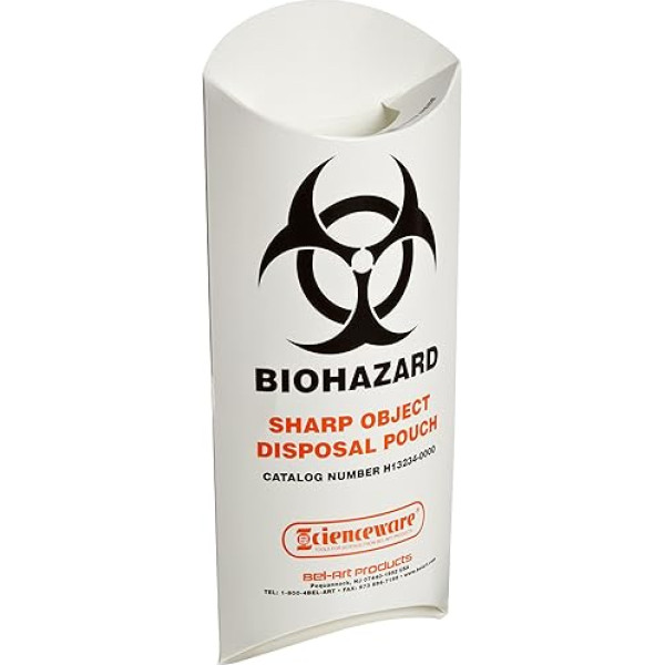 bel-art Produkti 132340000 Kartona kartona Biohazard Sharp Objekt Sicherheit Tasche mit Verriegelung Top Klappe, 33 cm Länge x 5 1/5,1 cm Breite x 10 mil Dick (200 Stück)