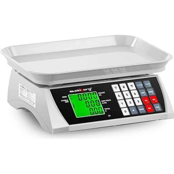 Steinberg Systems SBS-PW-301CA Tirgus svari Digitālie galda svari Veikala svari 30 kg / 1 g LCD displejs 6 funkcijas 28,8 x 21,8 cm