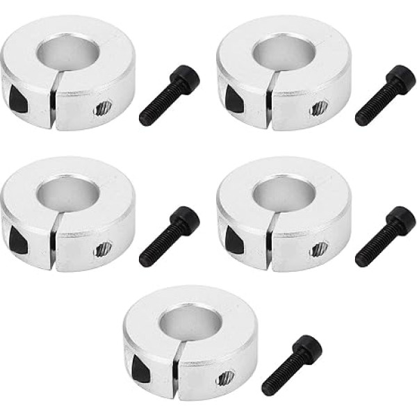 Tissting Pack of 5 Split Adjustment Rings 16 mm Inner Aluminium Alloy Depth Stop Rings Clamp Shaft Cuff Clamping Ring for Sack Truck Tyres Handcart