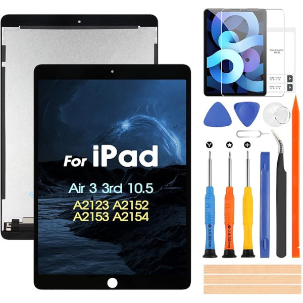 ARSSLY LCD displejs iPad Air 3 2019 10,5 collu ekrānam priekš iPad A2153 A2123 A2152 Digitazer skārienjūtīgā ekrāna rezerves daļas komplekts ar instrumentiem (melns)