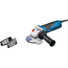 Bosch Professional Winkelschleifer GWS 19-125 CI (Scheiben-Ø 125 mm, Nenneingangsleistung 1.900 W, inkl. Aufnahmeflansch, Spannmutter, Schutzhaube, Zusatzhandgriff, Zweilochschlüssel, Karton), 060179N002, melns, zils, pelēks