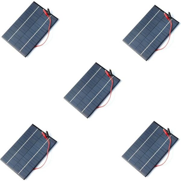 MANDDLAB 5 x 4,2 W 18 V Solarzelle polikristāla saules baterijas + klips 12 V akumulatora uzlādei 200 x 130 x 3 mm