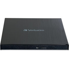 Verbatim Externer Slimline Bluray Writer mit USB 3.0-Kabel, ārējais DVD un Bluray Brenner, ideāli piemērots piezīmjdatoriem un datoriem, Bluray atskaņotājs un DVD diskdzinis ar lētāku Bluray disku