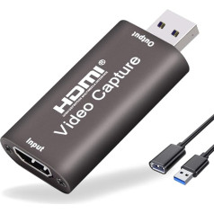 YUZE Garso vaizdo įrašymo kortelė 60 kadrų per sekundę, 4K HDMI USB 3.0 1080P Patikimas nešiojamasis vaizdo keitiklis, skirtas žaidimų transliavimui, tiesioginėms transliacijoms, vaizdo įrašymui (kava)