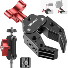 NEEWER Super Clamp with Dual Ball Head Magic Arm, Cold Shoe Mount, 1/4 Inch 3/8 Inch Thread, Compatible with SmallRig Accessories, Clamps, Max Load 2.2 kg, Compatible with GoPro Insta360, UA023