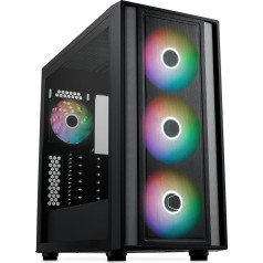 Cooler Master MasterBox 600 - E-ATX gaisa plūsmas korpuss, aizmugurējā savienojuma MB un 420 mm dzesētājs, 3 x 140 mm un 1 x 120 mm ARGB PWM ventilators, rūdīta stikla siena, USB 3.2 Gen 2x2 Type-C