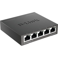 D-Link DGS-105 5 prievadų antro lygmens Gigabitinis komutatorius (iki 2000 Mbit/s duomenų perdavimas vienam prievadui, paprastas diegimas, energiją taupančios funkcijos, be ventiliatoriaus, metalinis korpusas)