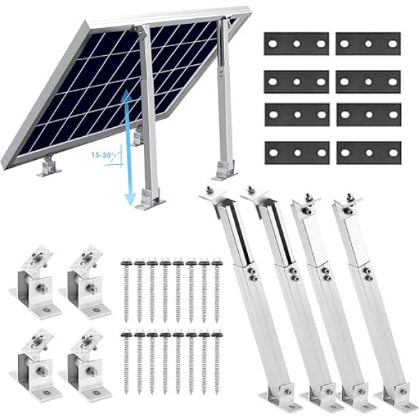 2 saules paneļu kronšteinu komplekts, 0-30° regulējami saules paneļi, slīpuma kronšteins, saules paneļu jumta kronšteins, saules paneļu turētājs, saules paneļu stiprinājums kemperiem, laivām, bezvadu jumta sistēmām