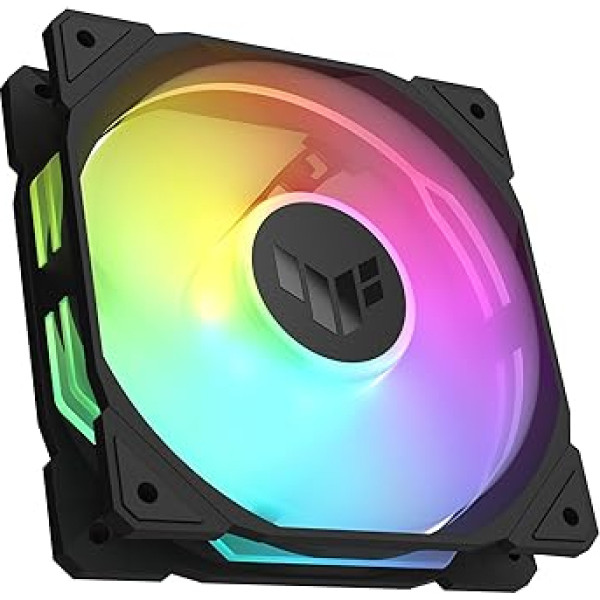 ASUS TUF Gaming TR120 ARGB Reverse Blade Black korpusa ventilators (120 mm PWM PC ventilators, 2000 apgr./min, 2,75 mm H2O, 76,3 CFM gaisa plūsma, 16 individuāli adresējamas RGB LED, melns)