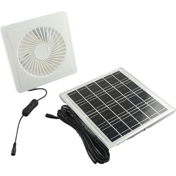 12 W Solarpanel-betriebener Abluftventilator, solarbetriebener Abluftventilator, für Gewächshaus, Hühnerstall, Schuppen, Haustierhaus, Garage, außen und innen (20,3 cm - 12 W)