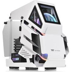 Thermaltake AH T200 Snow | Micro ATX PC Case | 2 x Tempered 3 mm Glass Side Panel | Helicopter Design | White