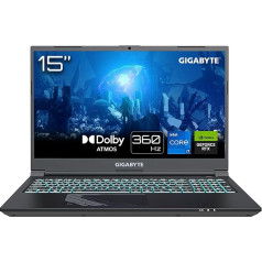 GIGABYTE G5 žaidimų nešiojamasis kompiuteris | 15,6 colių 360 Hz FHD ekranas | Intel i7-13620H | Nvidia GeForce RTX 4060 | Windows 11 G5 KF5-H3DE554KH