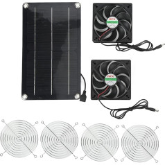 SolarmodulVentilatorSet,5 W Solarpanel und 2 Stück HochgeschwindigkeitsAbluftventilator, Wandhalterung Belüftung & Kühlung Entlüftung für Gewächshaus, Hühnerstall, Schuppen, Garage,