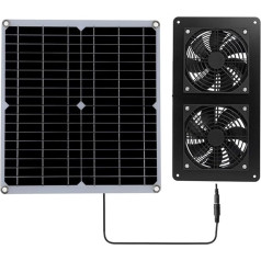 JINSBON Doppelventilator-Solarpanel-Set, 30 W Solarpanel, Outdoor-Solar-Abluft-Ventilator, Wohnmobil-Gewächshaus-Ventilator, gibt heiße Luft ab und fördert die Belüftung