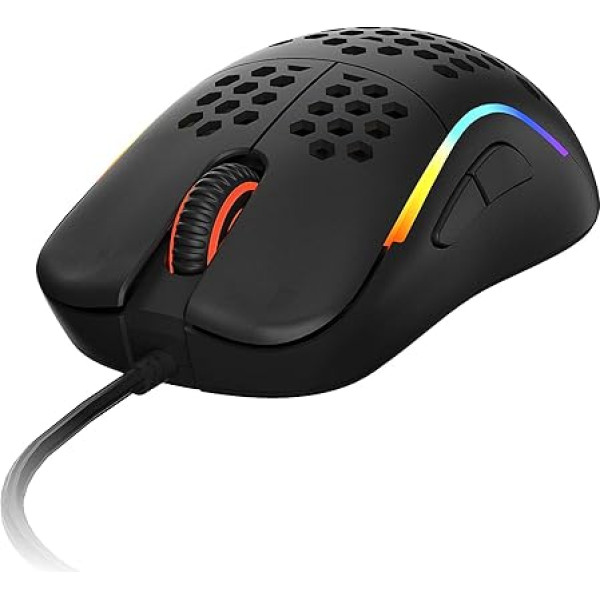 HK Gaming NAOS M Ultralight Honeycomb Pattern Ambidextrous Wired RGB Gaming Mouse - 7 pogas - 12 000 CPI - 59 g (Naos-M, melna)