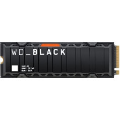 WD_BLACK SN850X NVMe SSD ar radiatoru 1 TB iekšējais SSD (Gaming Memory, PCIe Gen4 tehnoloģija, nolasīšana 7300 MB/s, ierakstīšana 6300 MB/s), melns