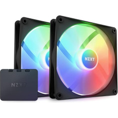 NZXT F140 RGB Core Twin Pack - 2 × 140 mm RGB ventilatori ar RGB vadību - 8 individuāli regulējamas LED - daļēji caurspīdīgas ventilatora lāpstiņas - PWM vadība - CAM programmatūra - melns