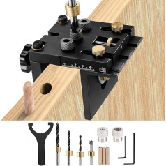 Longziming Pocket Hole Jig 3 in 1 Dowels Drill Guide Kit 6/8/10/15mm pašcentrējies ar pozicionēšanas klipu Regulējams urbis Guide Punch Localizer Carpenter Tool