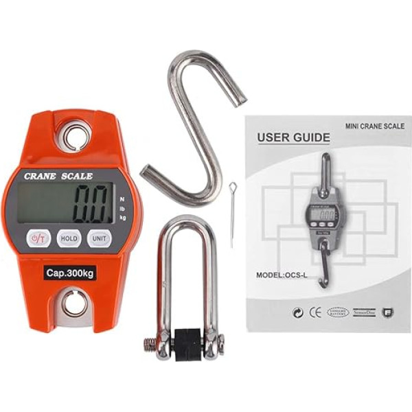 Tragbare Mini-Digital-LCD-Display-Hängewaage, elektriskais displejs, 300 kg/600 lb, oranžs