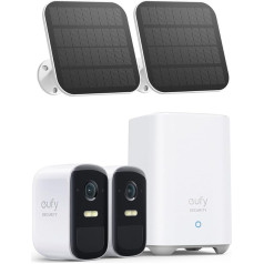 eufy Security eufyCam 2C Pro 2 kameru komplekts, āra saules novērošanas kamera ar 2K izšķirtspēju, HomeKit saderība, IP67 izturība pret laikapstākļiem, krāsu nakts redzamība, bez abonēšanas maksas