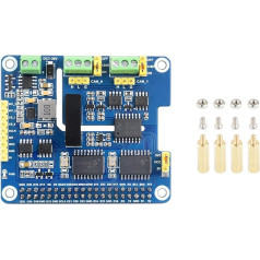 Waveshare 2-kanālu izolēta CAN kopnes paplašināšanas HAT Raspberry Pi pamatplatēm, divu mikroshēmu risinājums, stackable dizains vairāku CAN kanālu paplašināšanai