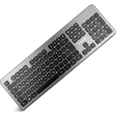 freeVoice bezvadu tastatūra [plakanie taustiņi, klusa] Bezvadu tastatūra ar vācu izkārtojumu, bez klikšķu trokšņa, 100% QWERTZ tastatūra (mājas) birojam