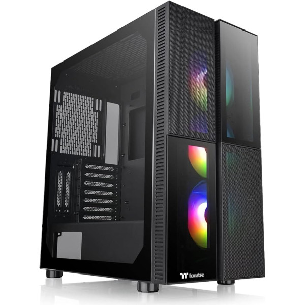 Thermaltake Versa T26 ARGB Black Mid-Tower ATX korpusa PC korpuss ar rūdīta 4 mm stikla sānu paneli ATX Black