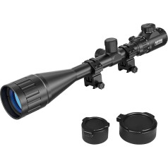 Afranti Rifle Scope 6-24x50 Riflescope with Mil-Dot Rangefinder AOEG 5 Brightness Settings with 20 mm/22 mm Picatinny Rail Mount and Covers for Hunting