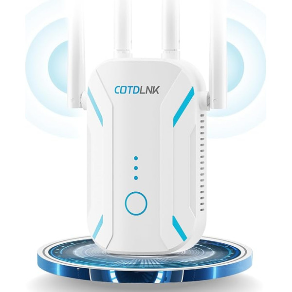 COTDLNK 2024 WLAN pastiprinātājs WLAN retranslators mājas WiFi interneta pastiprinātājs 1200 Mbit/s, divjoslu 5 GHz un 2,4 GHz, ar Ethernet pieslēgvietu, viegla uzstādīšana, ES kontaktdakša