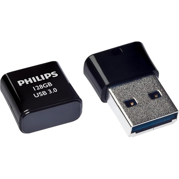 Philips Pico Edition Super Speed 3.0 USB zibatmiņas diskdzinis 128 GB Ultra Small PC, klēpjdatoram, datoram, viedajam televizoram, auto audioiekārtām un citiem diskiem Lasīšanas ātrums līdz 180 MB/s