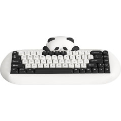 YUNZII C68 Panda bezvadu mehāniskā spēļu tastatūra, 68 taustiņi, mīļa tastatūra ar PBT taustiņu vāciņiem, RGB aizmugures, karsti nomaināma, krēmveida tastatūra ar BT5.0/2.4G/Wired Win/Mac (Panda Switch, balta)