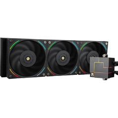 Thermalright Core Matrix 360 Black AIO ūdens dzesētājs, šķidrā CPU dzesētājs, 3 x 120 mm PWM ventilatora ūdens dzesēšanas sistēma, 2150 RPM ātrums, saderīgs ar AMD:AM4/AM5 un Intel LGA1150/1151/1200/2011/1700