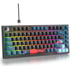 SOLIDEE vadu mehāniskā spēļu tastatūra 75%, ar baltu slēdzi, RGB apgaismojumu, QWERTY, 82 taustiņi TKL spēļu tastatūra NKRO tastatūra (82 monstri(B))