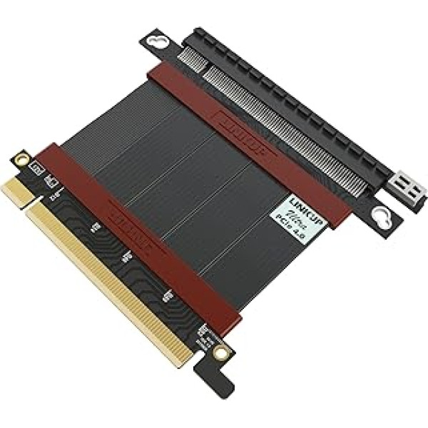 LINKUP - Ultra PCIe 4.0 X16 Riser kabelis (RTX4090, RX6950XT, x570, B550, Z690 testēts), ekranēts, vertikāls spēļu PCI Express Gen4 stiprinājums, taisns sieviešu savienotājs (5 cm), 3.0 Gen3- & TT & Node 202 saderīgs