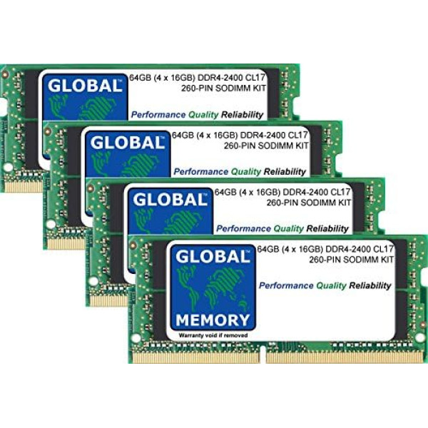 GLOBAL MEMORY 64GB (4 x 16GB) DDR4 2400MHz PC4-19200 260-PIN SODIMM ARBEITSSPEICHER RAM KIT FÜR Intel 27 Zoll Retina 5K IMAC (2017)