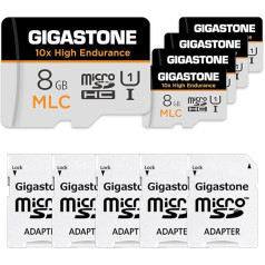 [10x High Endurance] Gigastone MLC 8GB Pack of 5 Industrial MicroSDXC Card with Adapter, 85/15 MB/s 4K Video Recording for Security Cam, Dash Cam, U3 V30 C10 [5-Year Free Data Recovery]