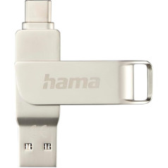 Hama USB Stick, 256 ГБ, USB C 3.1/3.0, USB A (Memory Stick, USB Stick 3.0, USB 3.1, USB C Stick, хранение данных, USB A, маленький, ультрабыстрый, 100 МБ/с, поворотный механизм, универсал