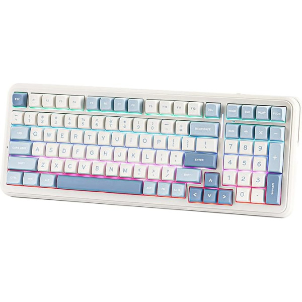 MechLands MCHOSE K99 96% Wireless Gaming Keyboard, mehāniskā spēļu tastatūra, BT5.0/2.4GHz/USB-C C kremetastatūra, ar 6 spuldzēm, 6000mAh akumulatoru, nomaināma, NKRO priekš Win/Mac/Linux