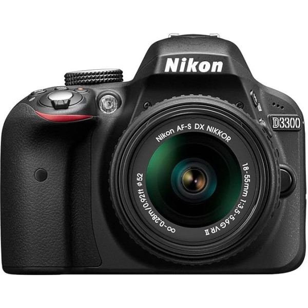 Nikon D3300 digitālā spoguļkamera (24,2 MP, 3 collu LCD) - melna (sertificēta atjaunota)